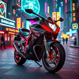 A 2001 Aprilia RS50 motorcycle, tastefully tuned for performance and style, featured in a captivating cyberpunk setting