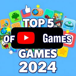 A vibrant and eye-catching YouTube thumbnail showcasing the title 'Top 5 Offline Games for Android 2024'