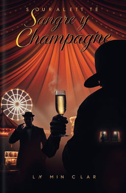 A captivating book cover design for a suspenseful novel titled 'Sangre y Champagne'