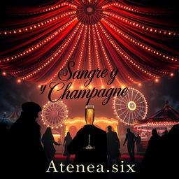 A captivating vertical book cover design for a suspenseful novel titled 'Sangre y Champagne' by author Atenea_six
