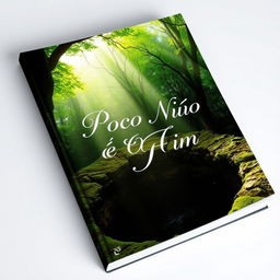 A captivating and artistic book cover for the title 'Poço Não É O Fim', featuring a deep, dark well set against a lush, vibrant forest backdrop