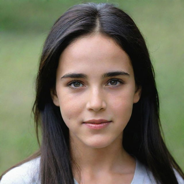 Generate an image of a child who shares noticeable features with actress Jennifer Connelly.