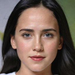 Generate an image of a child who shares noticeable features with actress Jennifer Connelly.