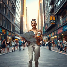 A captivating scene depicting a woman starting anew in a vibrant cityscape, symbolizing a fresh beginning after a significant change in her life