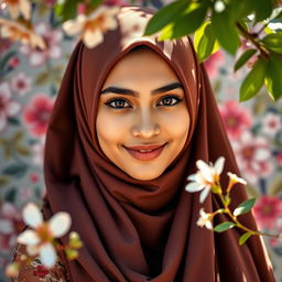 A beautiful young Muslim woman with an alluring presence, showcasing confidence and grace