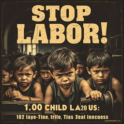 An impactful and dramatic vintage-style poster highlighting the plight of child labor