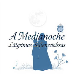 A beautifully designed cover for 'A Medianoche, Lágrimas Silenciosas' featuring a clean white background