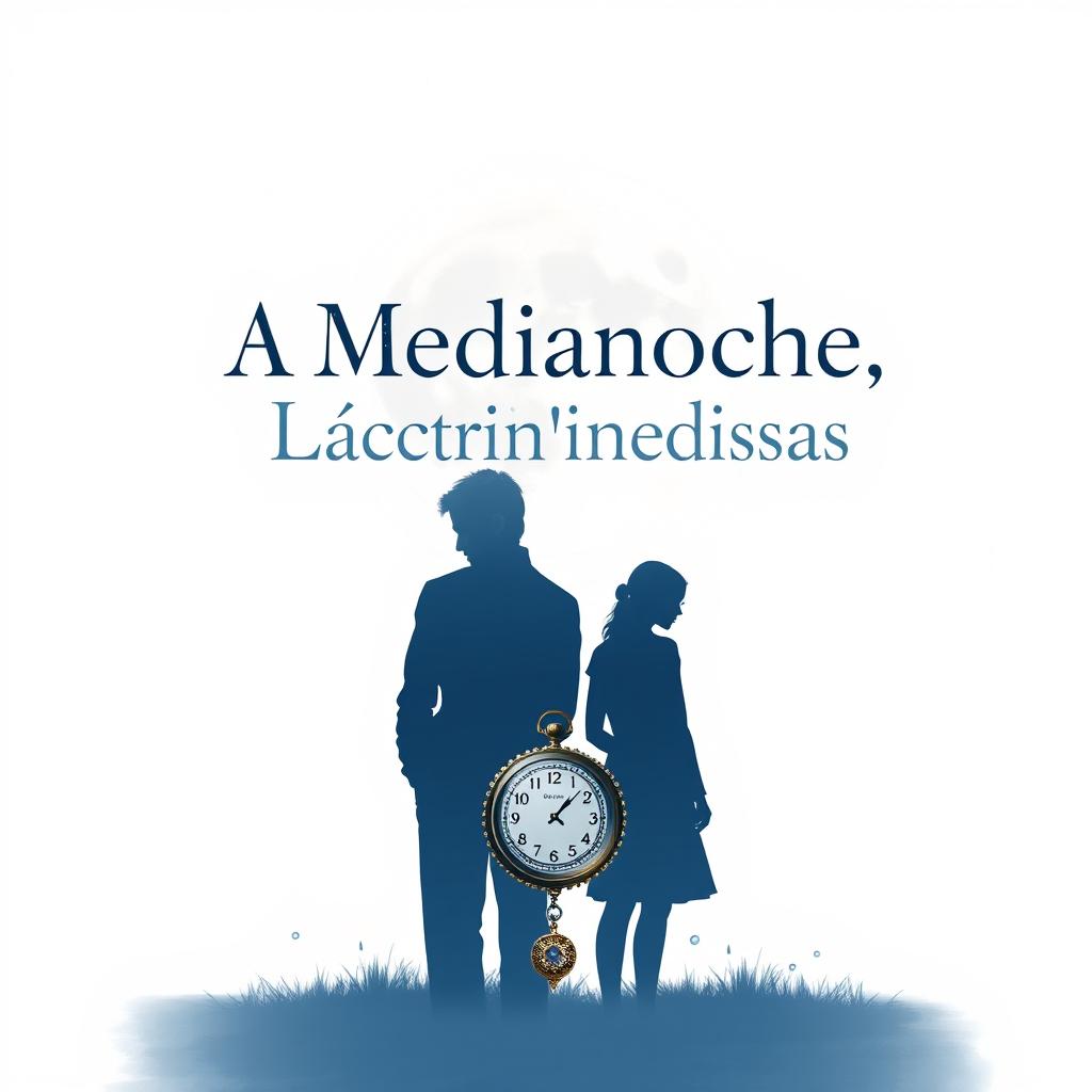 A captivating cover design for 'A Medianoche, Lágrimas Silenciosas' featuring a pristine white background