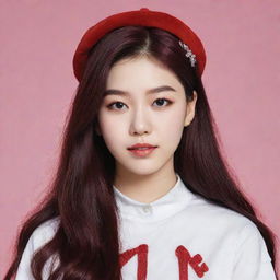 Create an image of an imagined daughter of Irene from Red Velvet, showing shared features and style with the K-pop idol.