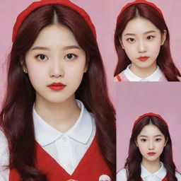 Generate an image of a fictional child that shares similar facial features and style elements with Irene from K-pop group, Red Velvet.