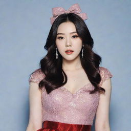 Generate an image of Irene, the stunning vocalist from the South Korean K-pop group Red Velvet, showcasing her unique and glamorous style.