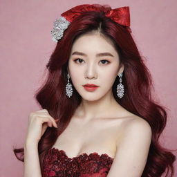 Generate an image of Irene, the stunning vocalist from the South Korean K-pop group Red Velvet, showcasing her unique and glamorous style.