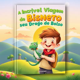 A captivating eBook cover for a children's book titled 'A Incrível Viagem de Bisneto e Seu Dragão de Bolso'