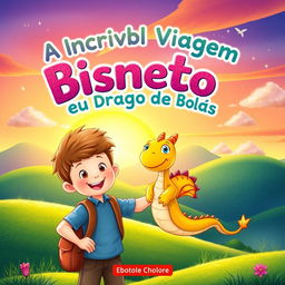 A captivating eBook cover for a children's book titled 'A Incrível Viagem de Bisneto e Seu Dragão de Bolso'