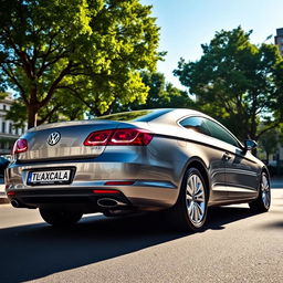 A sleek and elegant Volkswagen Passat CC parked on a picturesque street