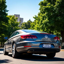 A sleek and elegant Volkswagen Passat CC parked on a picturesque street