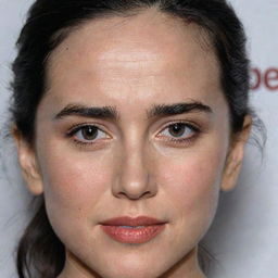 Generate an image of Jennifer Connelly's face, maintaining her characteristic features and expressions, set on a child's body.