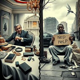 A powerful visual narrative illustrating the transformation from millionaire to impoverished