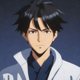 Anime style character exuding a suspicious aura with narrowed eyes and a mysterious smirk. The character's attire and background should evoke a sense of intrigue.