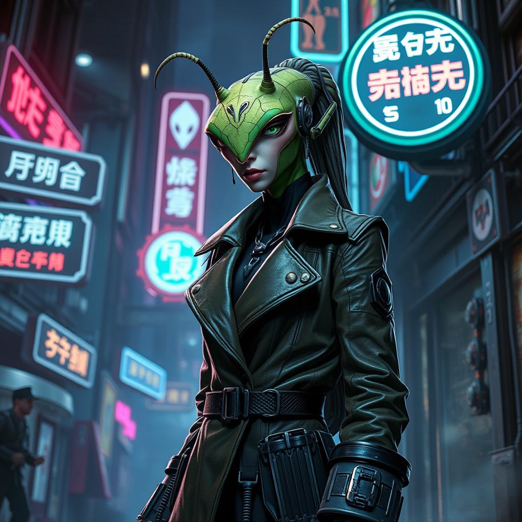 A female Balosar Mantis character from Star Wars, featuring distinct antennae and an adventurous expression