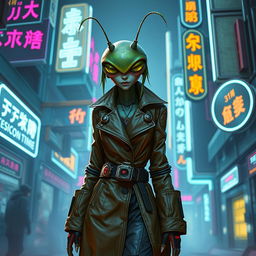 A female Balosar Mantis character from Star Wars, featuring distinct antennae and an adventurous expression