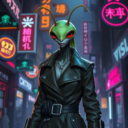 A female Balosar Mantis character from Star Wars, featuring distinct antennae and an adventurous expression