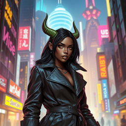 A slick female character with Balosar antennae (not horns) in a Star Wars-inspired cyberpunk universe