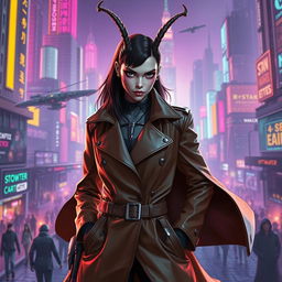 A slick Balosar female character with insect-like antennae, set in a Star Wars-inspired cyberpunk universe