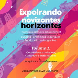 A visually engaging book cover design for "Explorando novos horizontes: manual para aprender e ensinar a Língua Gestual Portuguesa