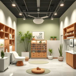 A beautifully designed veterinary center featuring a serene and calming Zen-inspired aesthetic