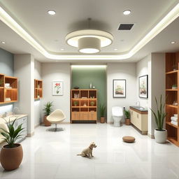 A beautifully designed veterinary center featuring a serene and calming Zen-inspired aesthetic