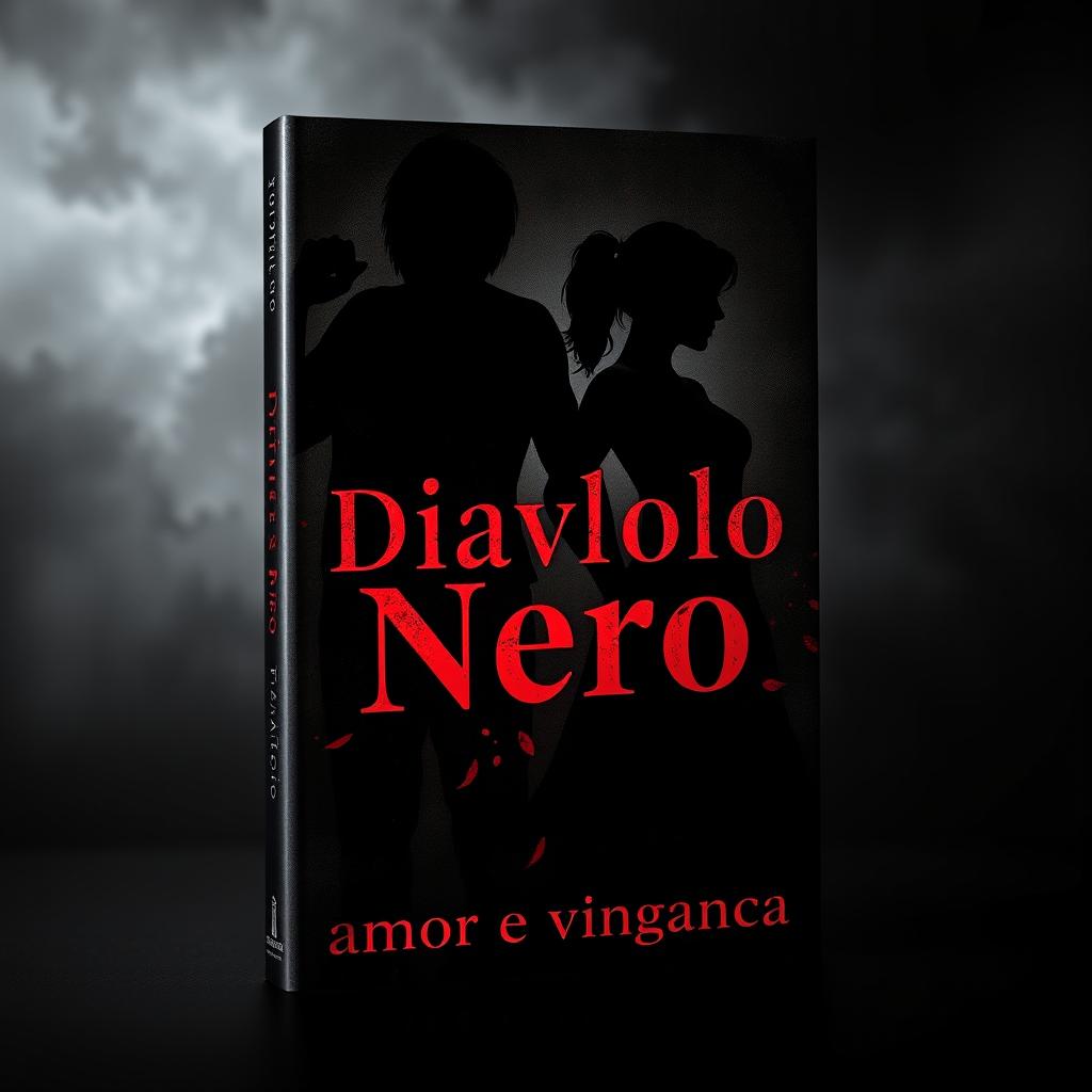 A captivating book cover titled 'Diavolo Nero: Amor e vingança' with the subtitle in a bold, dramatic font