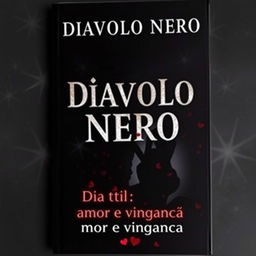 A captivating book cover titled 'Diavolo Nero: Amor e vingança' with the subtitle in a bold, dramatic font