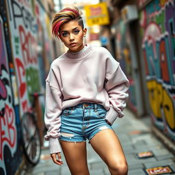 A stylish young femboy, exuding a playful and fashionable vibe