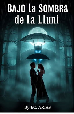 A captivating book cover for a romance and terror novel titled "Bajo la Sombra de la Lluvia"