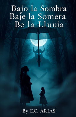 A captivating book cover for a romance and terror novel titled "Bajo la Sombra de la Lluvia"