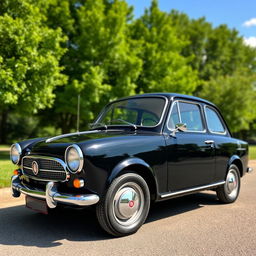 A classic 1966 Fiat 1800 in black, showcasing its vintage charm and sleek design