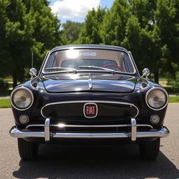 A classic 1966 Fiat 1800 in black, showcasing its vintage charm and sleek design