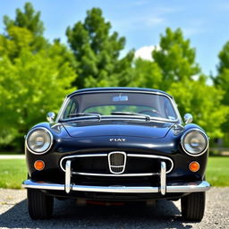 A classic 1966 Fiat 1800 in black, showcasing its vintage charm and sleek design