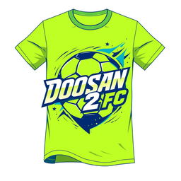 A dynamic and modern T-shirt design for a fictional football team named "Doosan 2 FC"