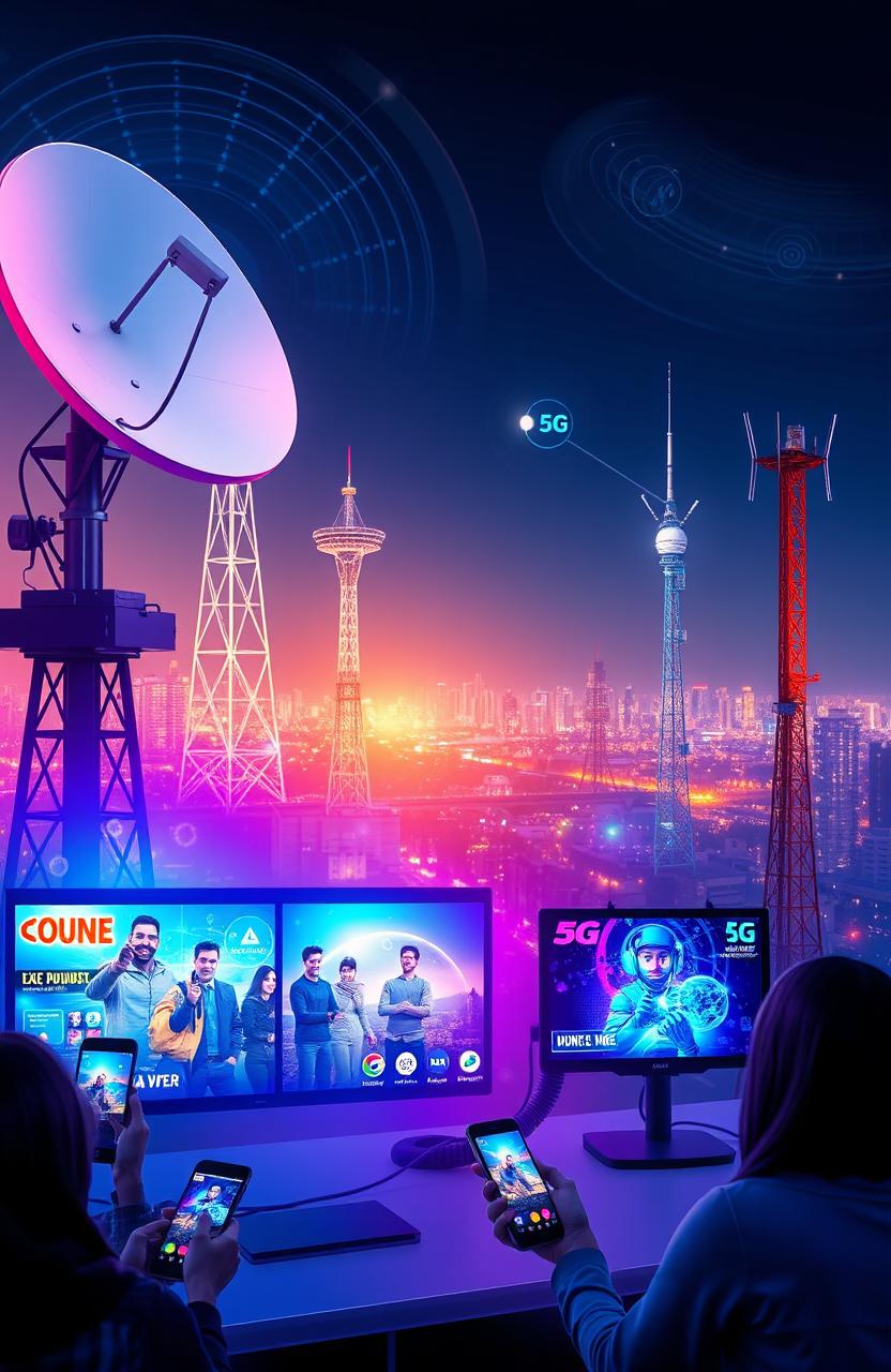 A visually appealing and informative representation of modern digital video broadcasting and communication technologies