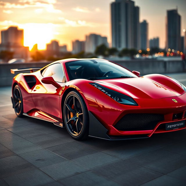 A stunning Ferrari 488 equipped with an aggressive body kit that enhances its aerodynamic features