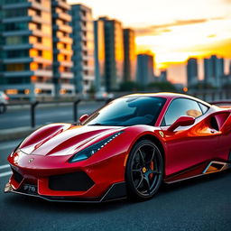 A stunning Ferrari 488 equipped with an aggressive body kit that enhances its aerodynamic features