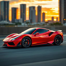 A stunning Ferrari 488 equipped with an aggressive body kit that enhances its aerodynamic features