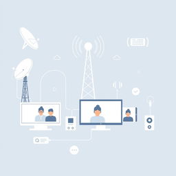 A simplified and minimalist illustration of modern digital video broadcasting and communication technologies