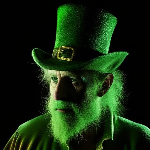 Highly detailed and award-winning photograph of a mystical leprechaun. The image features striking light effects and detailed imagery for a Pulitzer prize-worthy representation.