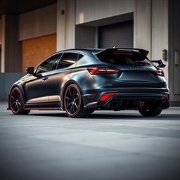 A sleek black Cupra Formentor with a matte finish, accentuated with vibrant orange details