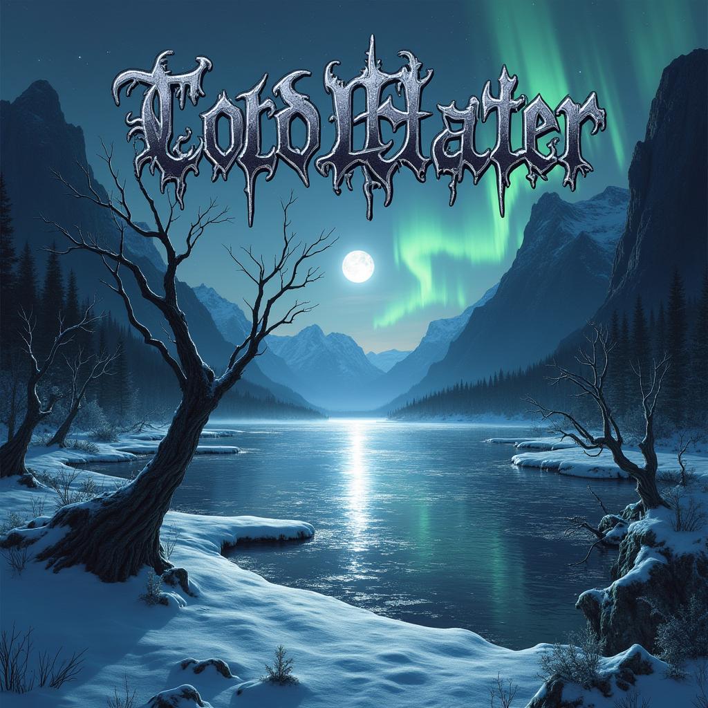 A dark and atmospheric black metal album cover featuring a cold water theme