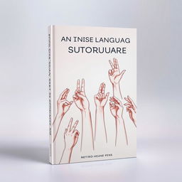 A striking book cover design for a manual on teaching Portuguese Sign Language, featuring intricate illustrations of hands making various sign language gestures