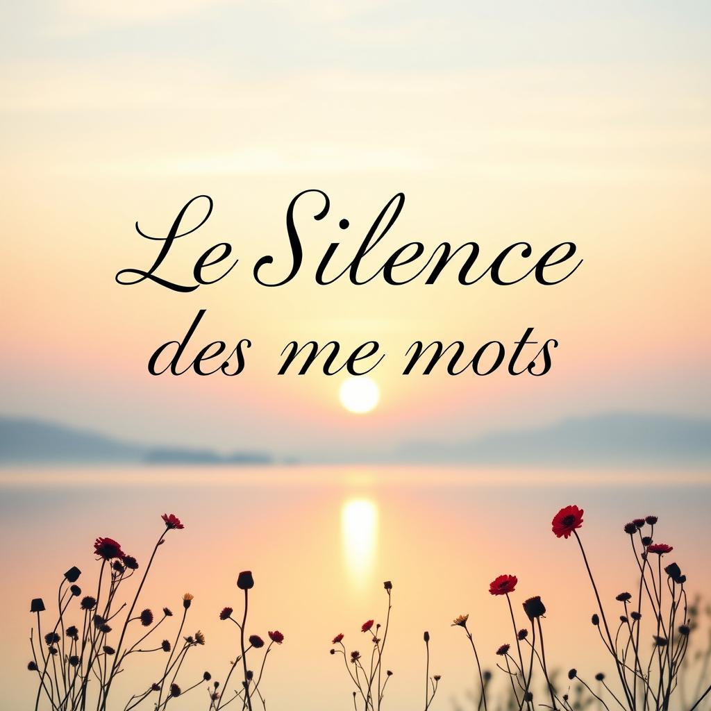 A captivating book cover design featuring the title "Le Silence des mes mots" in elegant, flowing typography